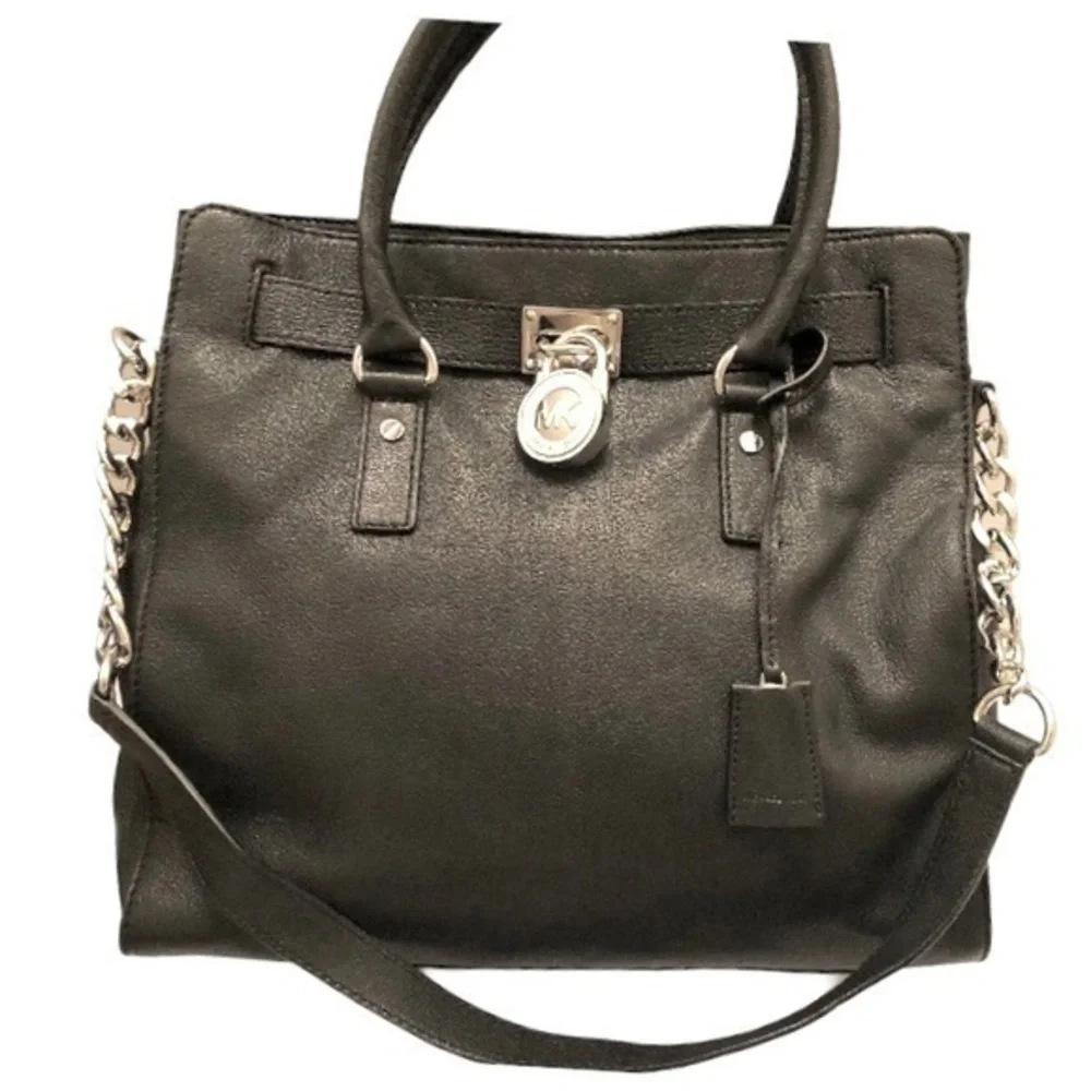 Michael kors black leather large Hamilton bag tote